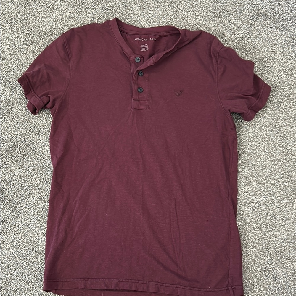 American Eagle Maroon Henley Shirt